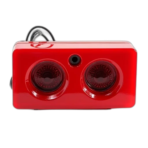 robot, mask, 3d render, red, rectangular-shaped, car, light, black transparent PNG cut-out