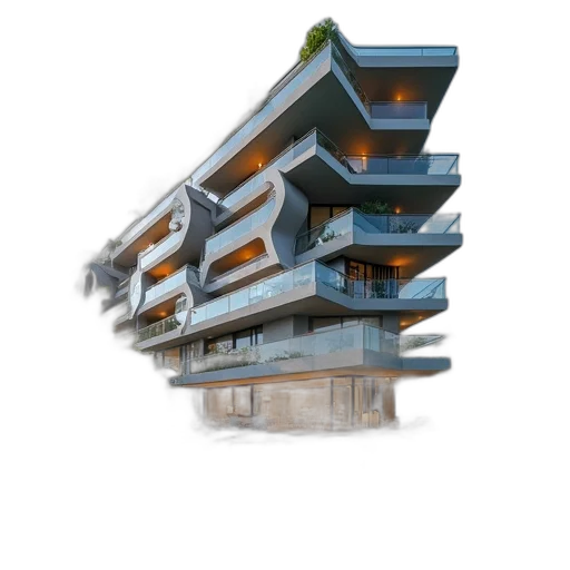 building, 3d render, concept art, photorealistic transparent PNG cut-out