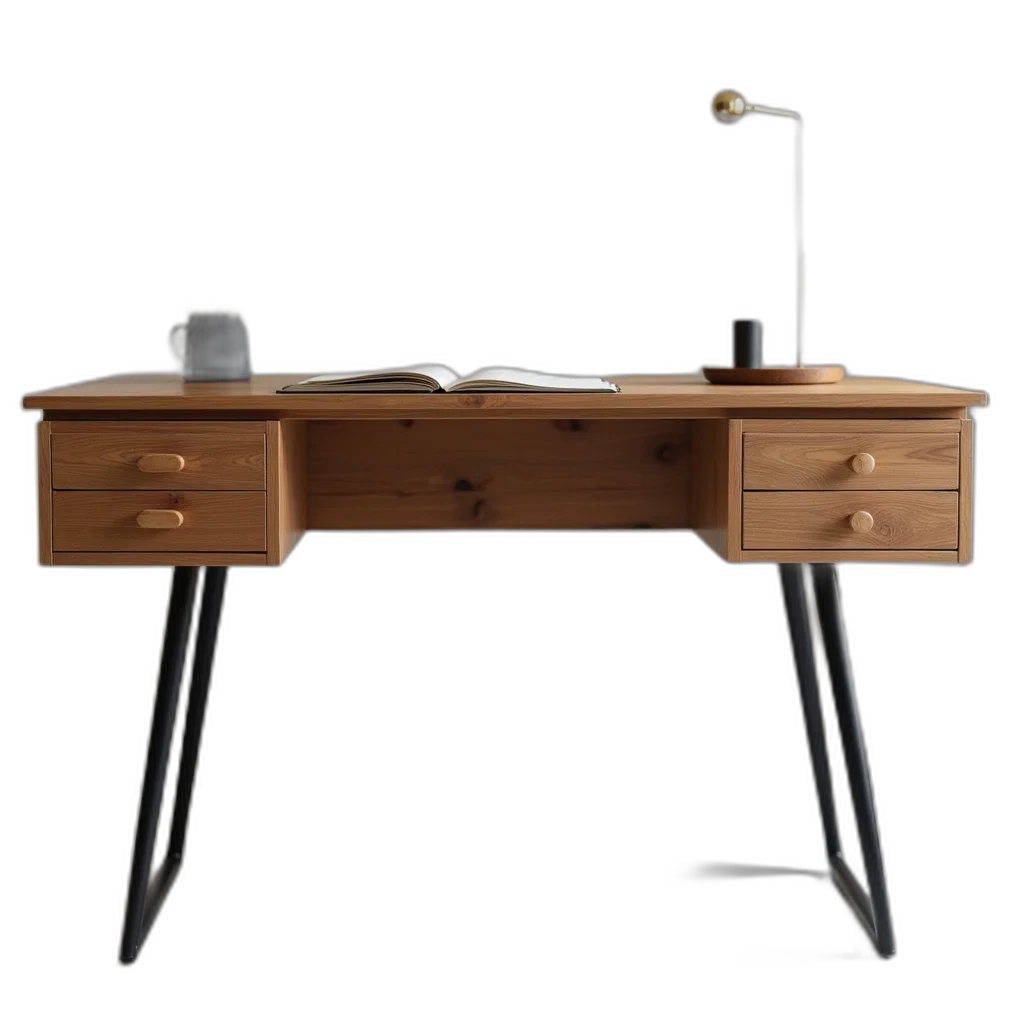 furniture, 3d render, photorealistic, concept art, wooden, desk, smooth, surface transparent PNG cut-out