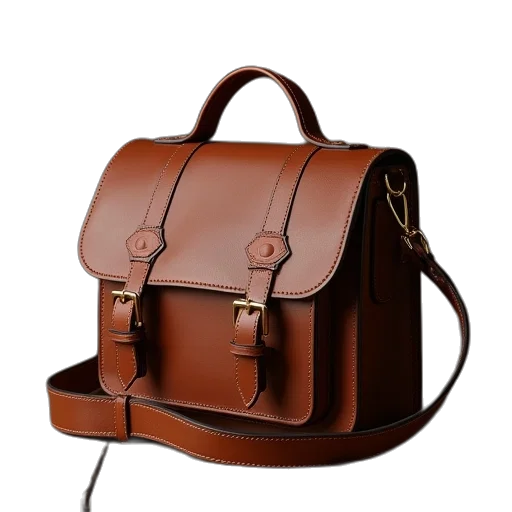3d render, photorealistic, earth tones, cambridge, satchel, leather transparent PNG cut-out