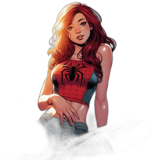 dress, comic book art, concept art, watercolor, cartoon, red, colorful, animated transparent PNG cut-out