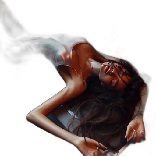 hair, dress, face, photorealistic, oil painting, fantasy art, concept art, fire transparent PNG cut-out