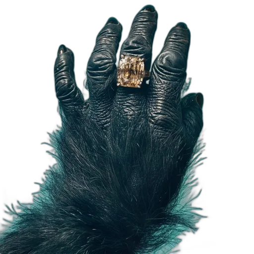 jewelry, crown, hair, mask, dark, hand, possibly, gorilla transparent PNG cut-out
