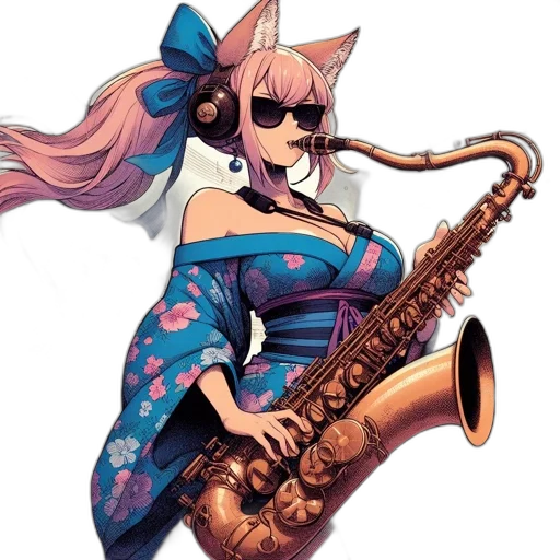weapon, staff, dress, animal, concept art, anime, vaporwave, cartoon transparent PNG cut-out