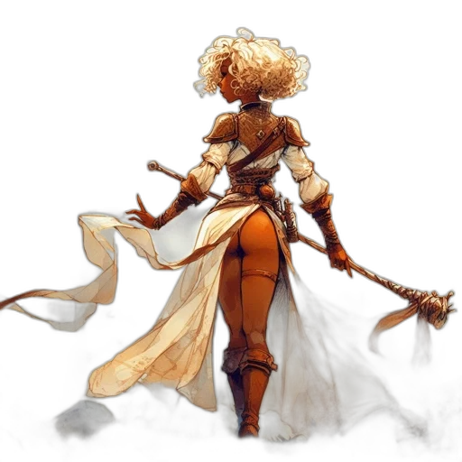 staff, sword, concept art, fantasy art, pixel art, comic book art, earth tones, golden transparent PNG cut-out