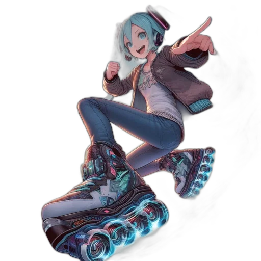 shoes, robot, jacket, weapon, concept art, cyberpunk, anime, vaporwave transparent PNG cut-out