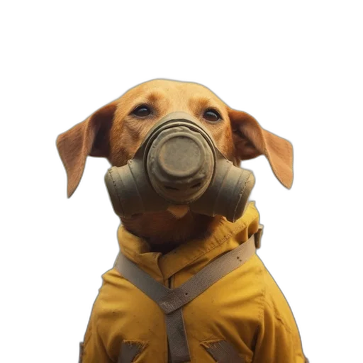 mask, jacket, animal, staff, concept art, calm, yellow-jacketed, dachshund transparent PNG cut-out
