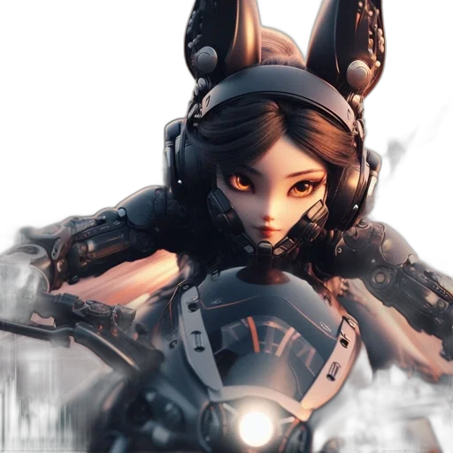 robot, concept art, cyberpunk, 3d render transparent PNG cut-out