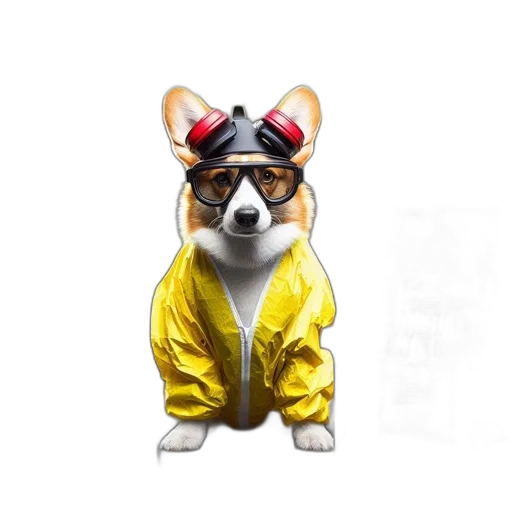 jacket, animal, staff, 3d render, concept art, photorealistic, cyberpunk, comedic transparent PNG cut-out