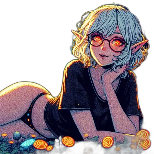 jewelry, anime, cartoon, comic book art, fantasy art, neon lights, blue, monochrome transparent PNG cut-out