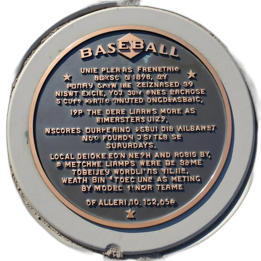 jewelry, bronze, plaque, embedded, sidewalk, words, baseball, top transparent PNG cut-out