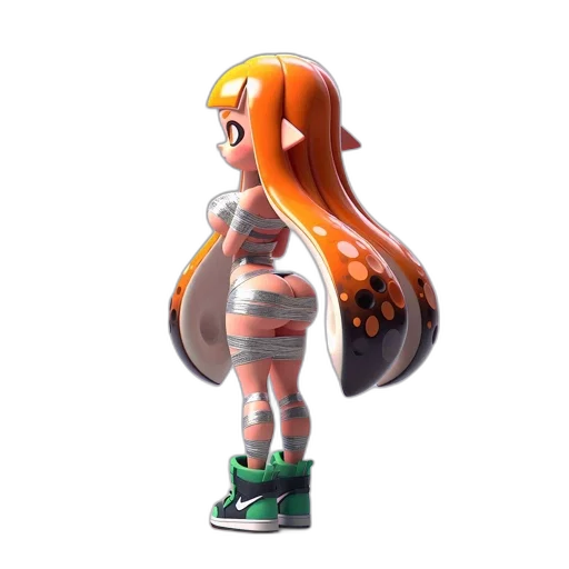 dress, weapon, staff, hair, 3d render, concept art, pixel art, vaporwave transparent PNG cut-out