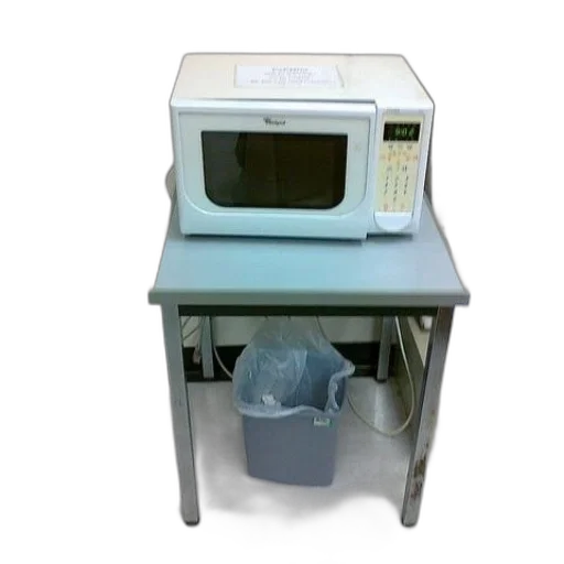 furniture, robot, staff, 3d render, microwave, sits, table, office transparent PNG cut-out