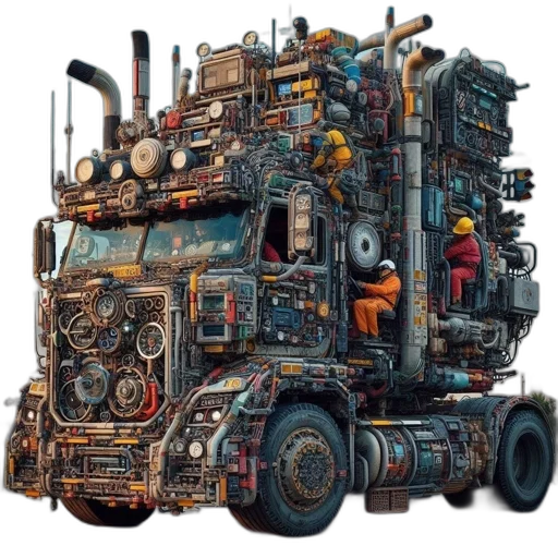 robot, car, weapon, animal, concept art, fantasy art, cyberpunk, pixel art transparent PNG cut-out