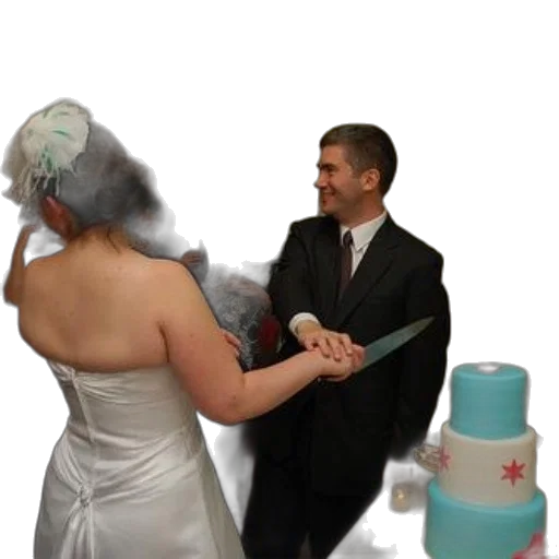 staff, 3d render, bride, groom, cut, into, their, wedding transparent PNG cut-out