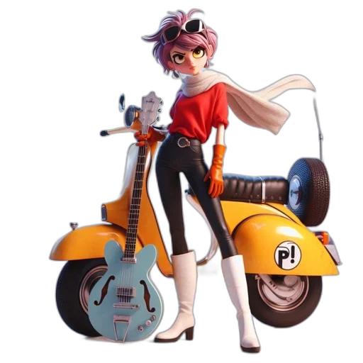 weapon, jacket, concept art, 3d render, cartoon, comic book art, animated, figure transparent PNG cut-out