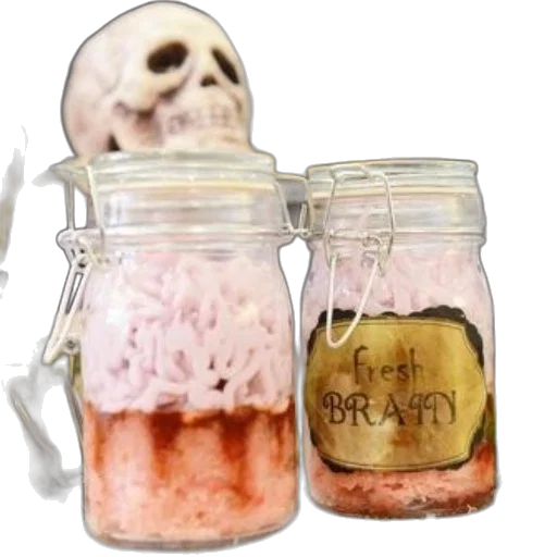 food, bottle, two, glass, jars, labeled, fresh, brain transparent PNG cut-out