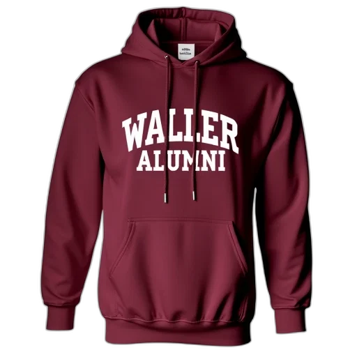 jacket, maroon, hoodie, text, waller, alumni, white, letters transparent PNG cut-out
