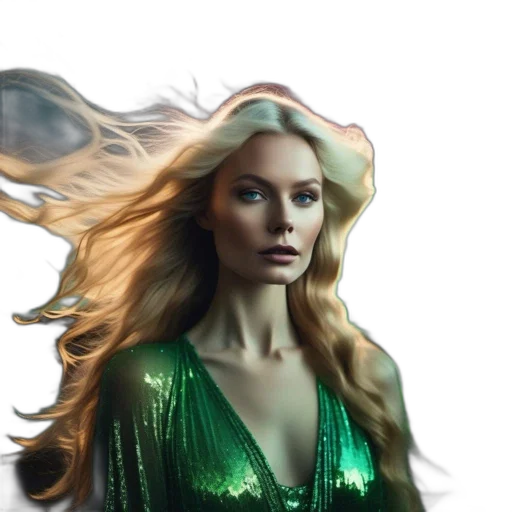 hair, dress, dragon, fantasy art, comic book art, concept art, photorealistic, outer space transparent PNG cut-out