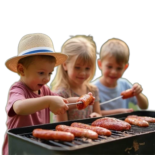 hat, food, three, kids transparent PNG cut-out
