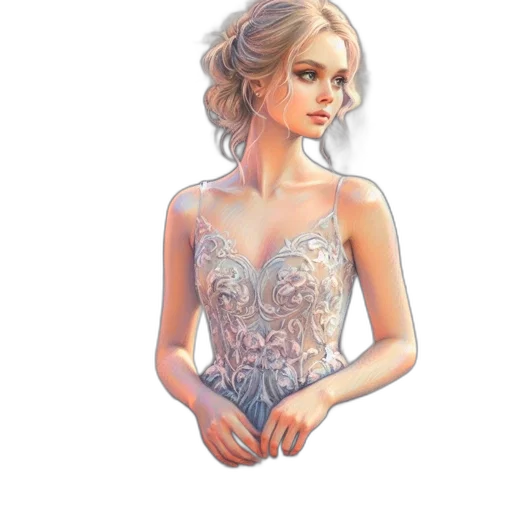 dress, jewelry, crown, face, pixel art, watercolor, fantasy art, oil painting transparent PNG cut-out