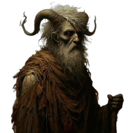 creature, face, staff, animal, fantasy art, concept art, photorealistic, aged transparent PNG cut-out