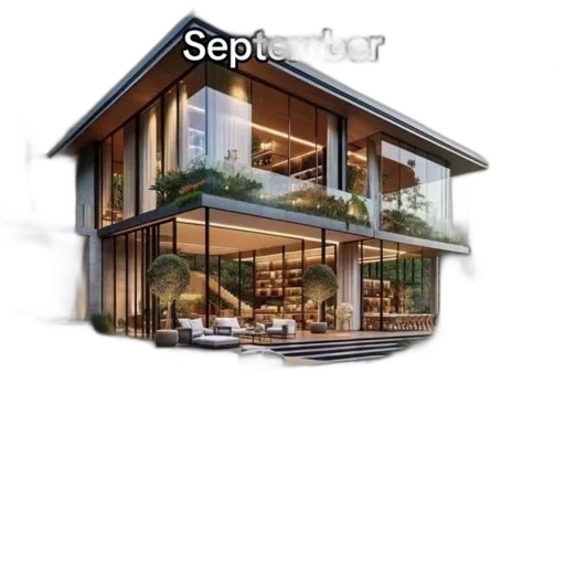building, furniture, 3d render, concept art, photorealistic, earth tones, contemporary, glass-and-metal transparent PNG cut-out