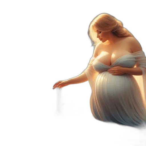 dress, 3d render, concept art, photorealistic, fantasy art, water-set, idyll, pregnant transparent PNG cut-out