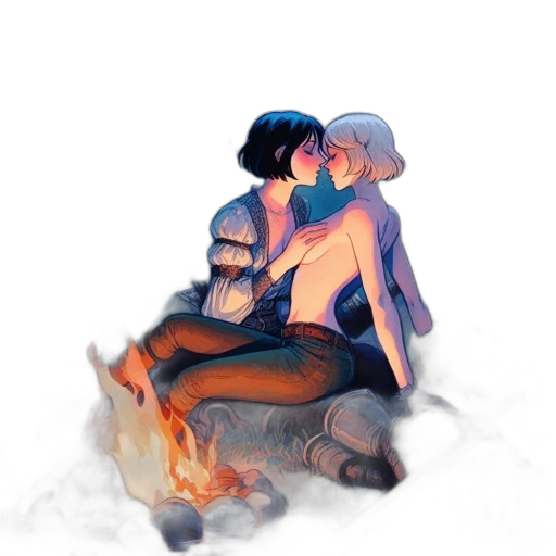concept art, watercolor, fantasy art, pixel art, fire, neon lights, fog, underwater transparent PNG cut-out