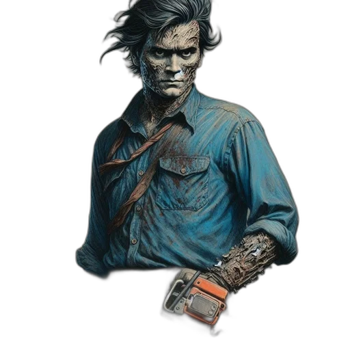 face, staff, jacket, concept art, comic book art, fantasy art, photorealistic, blue transparent PNG cut-out