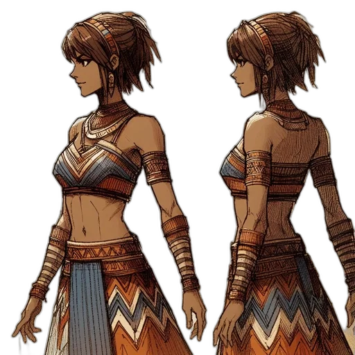 dress, concept art, fantasy art, pixel art, comic book art, earth tones, golden, animated transparent PNG cut-out
