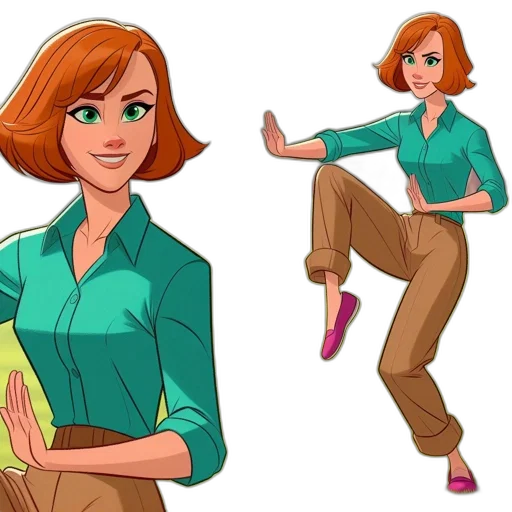 cartoon, concept art, comic book art, 3d render, green, earth tones, two, illustrations transparent PNG cut-out