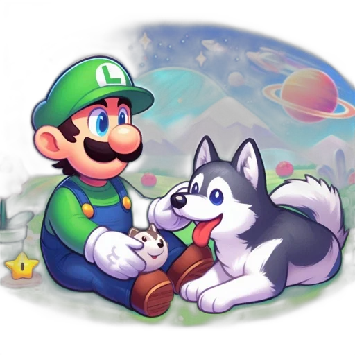 animal, pixel art, concept art, fantasy art, watercolor, outer space, fog, green transparent PNG cut-out
