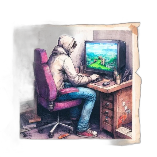 furniture, robot, jacket, weapon, pixel art, concept art, fantasy art, watercolor transparent PNG cut-out