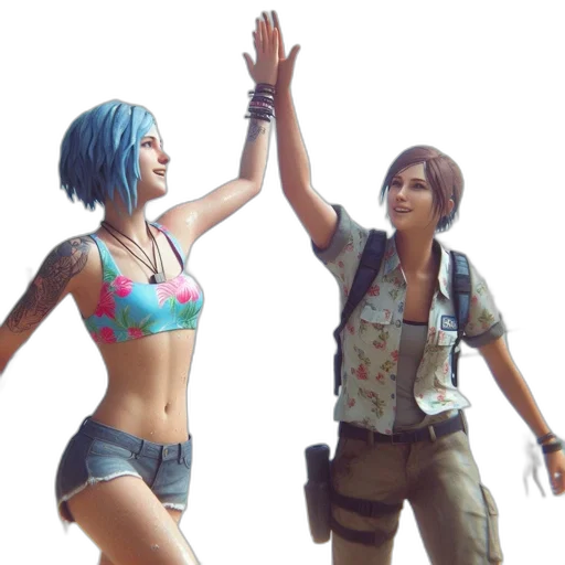 concept art, 3d render, cyberpunk, two transparent PNG cut-out