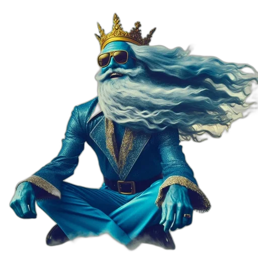 mask, crown, staff, robot, concept art, 3d render, fantasy art, vaporwave transparent PNG cut-out
