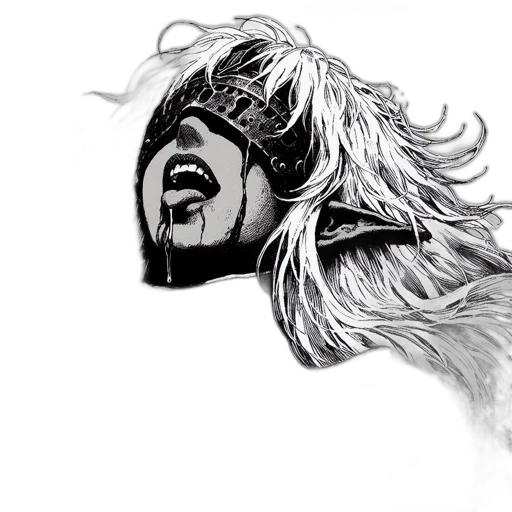 mask, face, creature, hair, comic book art, concept art, fantasy art, pencil sketch transparent PNG cut-out