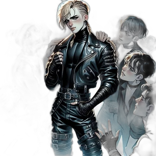jacket, comic book art, concept art, cyberpunk, fantasy art, outer space, dark, monochrome transparent PNG cut-out