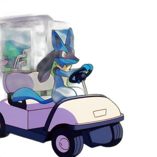 car, robot, concept art, vaporwave, cartoon, 3d render, anthropomorphic, blue-furred transparent PNG cut-out