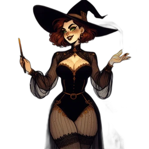staff, dress, hat, fantasy art, concept art, pixel art, watercolor, dark transparent PNG cut-out