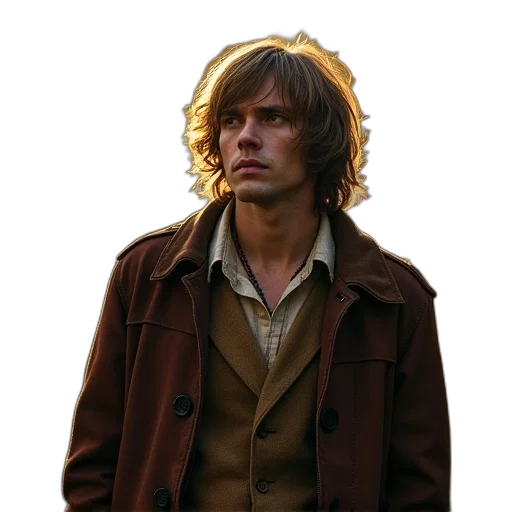 jacket, photorealistic, comic book art, concept art, oil painting, earth tones, person, hobbit transparent PNG cut-out