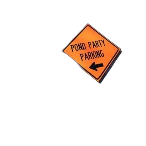 hat, person, stands, next, sign, reads, pond, party transparent PNG cut-out