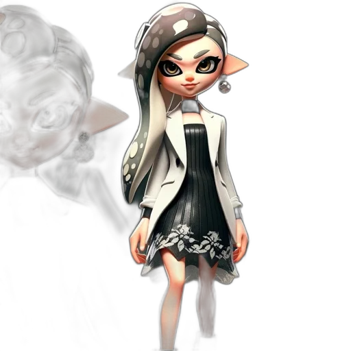 dress, jacket, staff, concept art, 3d render, photorealistic, fantasy art, monochrome transparent PNG cut-out
