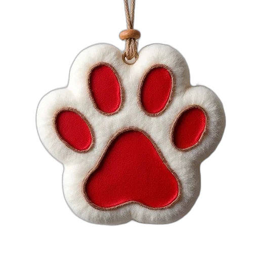 jewelry, large, dog, paw, red, heart, white, string transparent PNG cut-out