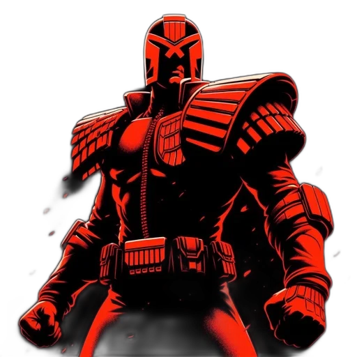 robot, weapon, concept art, comic book art, fantasy art, pixel art, red, dark transparent PNG cut-out
