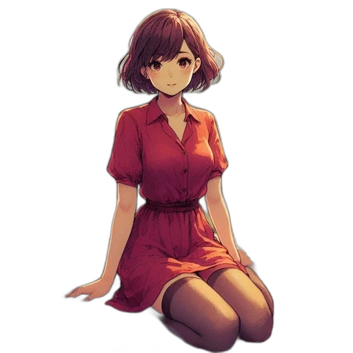 dress, face, staff, flower, pixel art, anime, concept art, photorealistic transparent PNG cut-out