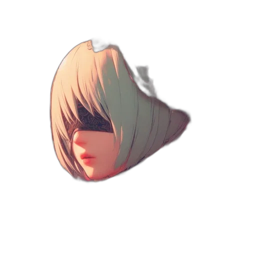 mask, face, hat, hair, 3d render, pixel art, anime, concept art transparent PNG cut-out