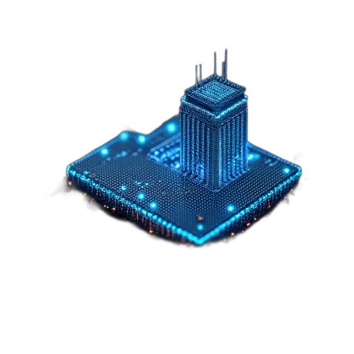 robot, building, crown, 3d render transparent PNG cut-out