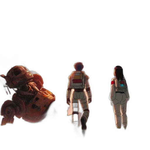 robot, creature, animal, jacket, concept art, 3d render, pixel art, outer space transparent PNG cut-out