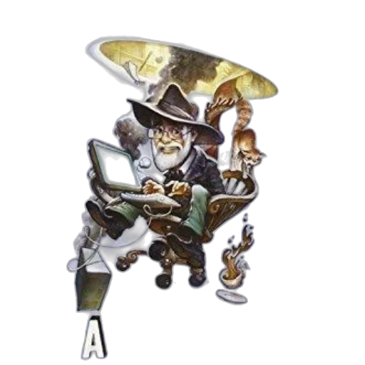 staff, robot, hat, crown, concept art, fantasy art, 3d render, pixel art transparent PNG cut-out
